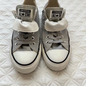 Converse Chuck Taylor All Star Low Top Sneaker Gray White Sparkle Laces Size 8